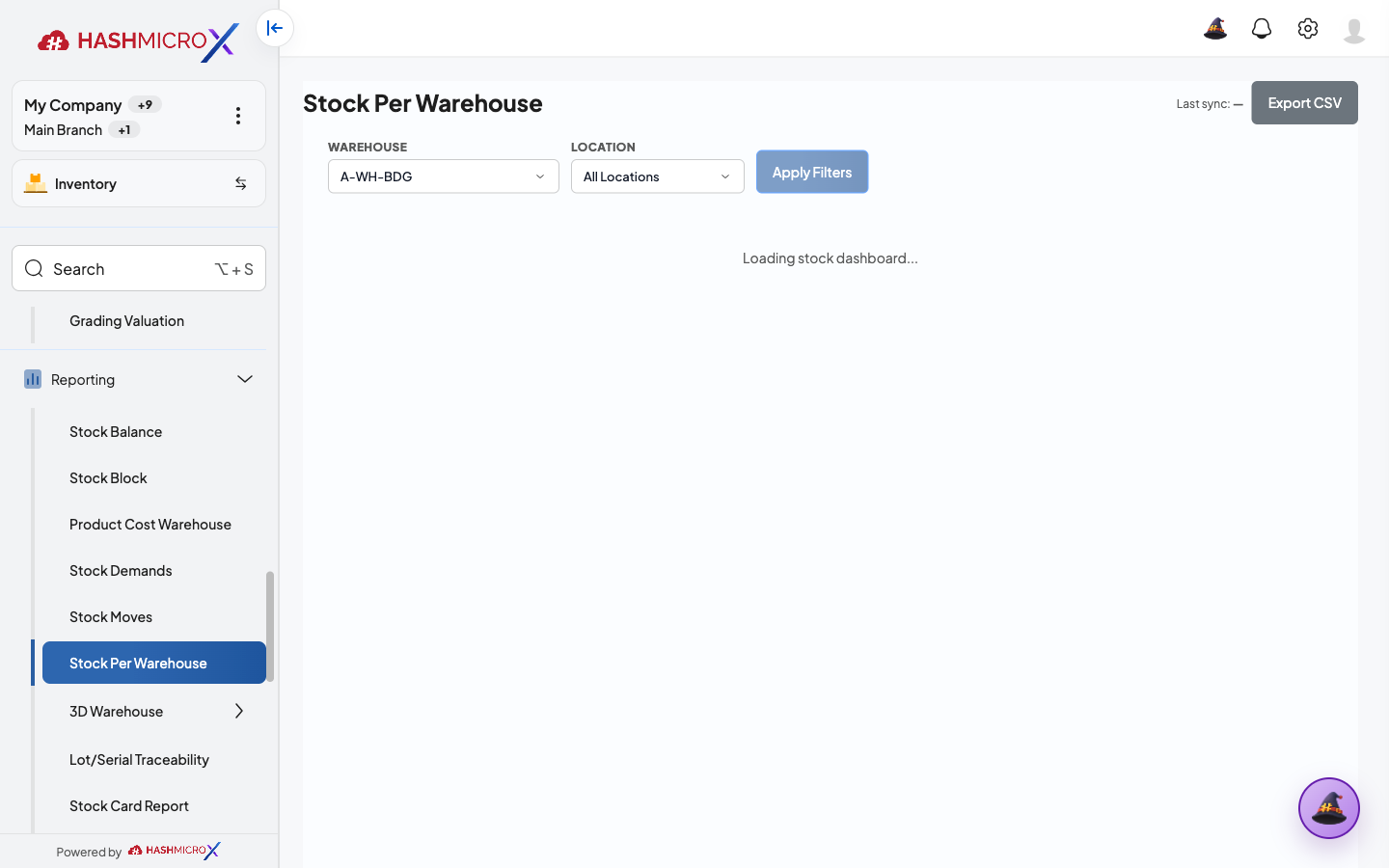 Stock Per Warehouse