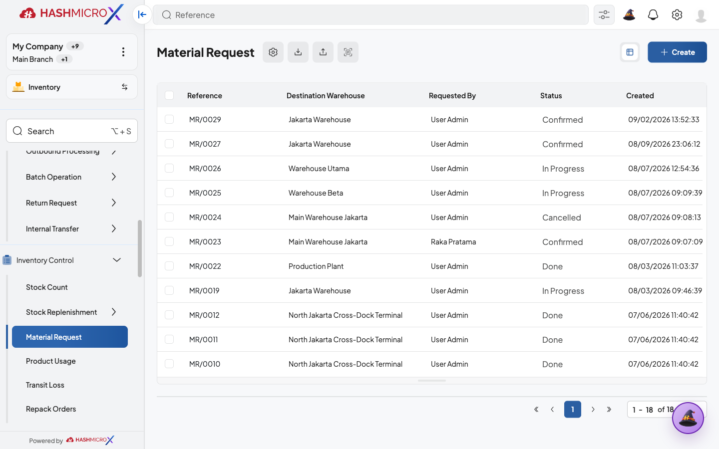 Material Request setelah menunggu 10 detik