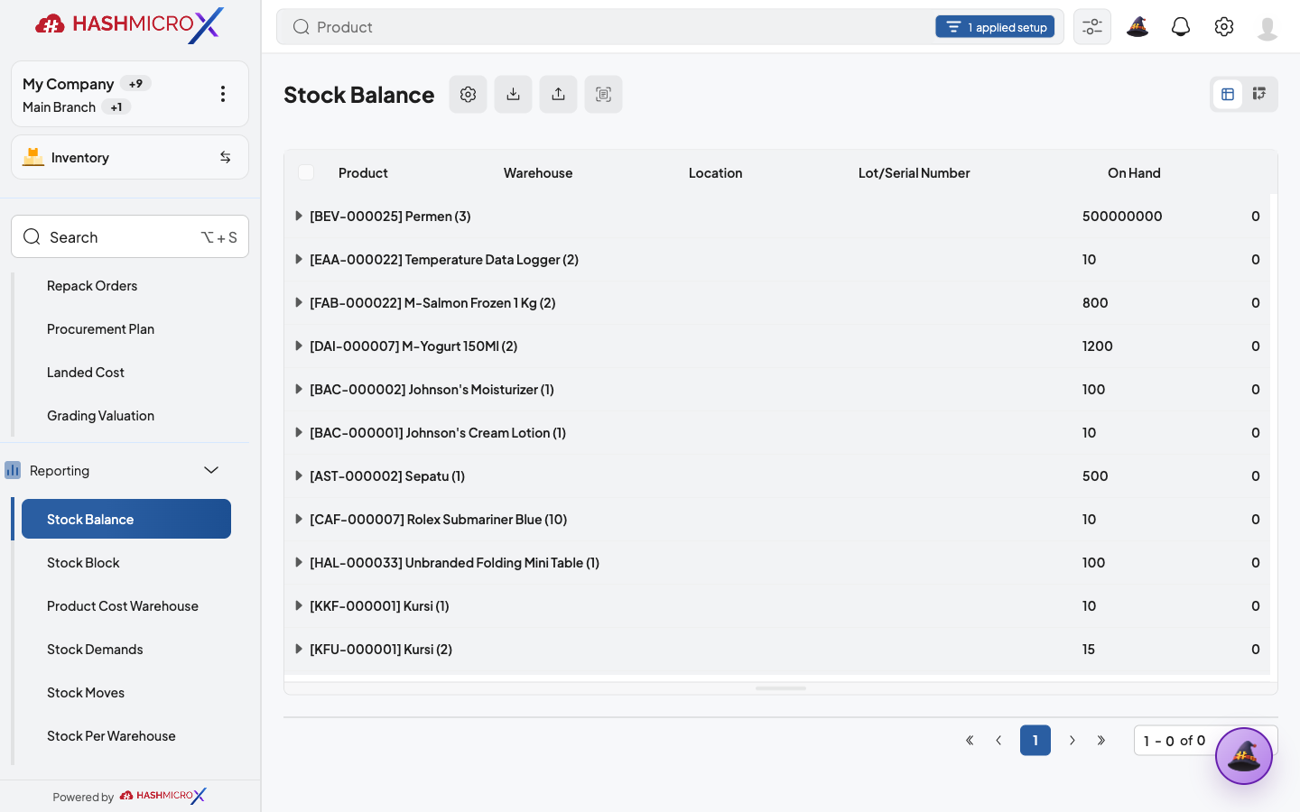 Stock Balance setelah menunggu 10 detik